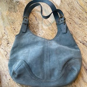 Coach light blue suede handbag